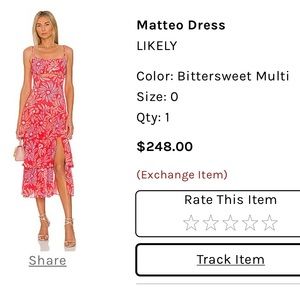 Likely Matteo Dress, Size 0